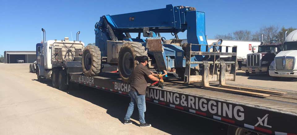 Securing a load for travel during training.